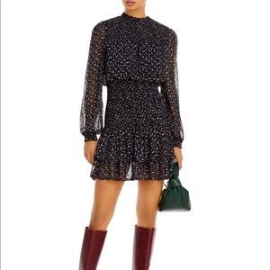 Aqua Ditsy Geo Smocked Mini Dress